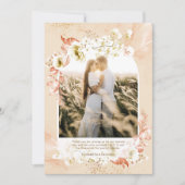 Moderne perzik koraal bloemen foto DANK JE WEL Bedankkaart (Voorkant)