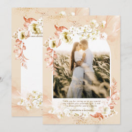 Moderne perzik koraal bloemen foto DANK JE WEL Bedankkaart