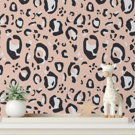 Moderne perzik luipaard print meisjespatroon behang