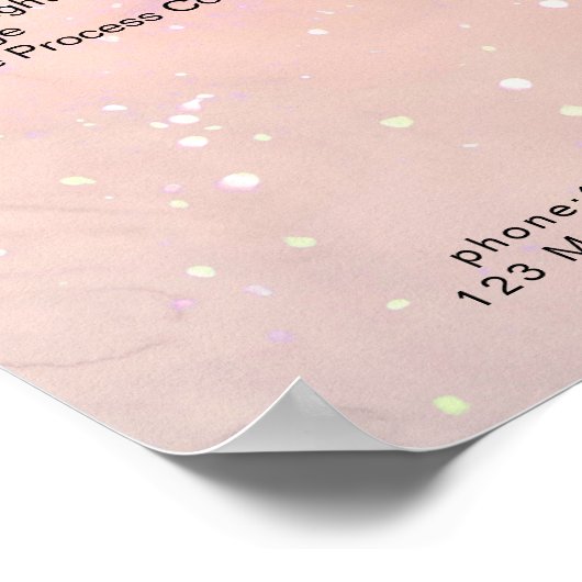 Moderne perzik marmer glittersalon Prijslijst   Poster (Hoek)