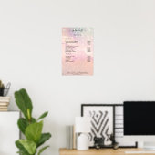 Moderne perzik marmeren glitter salon prijstlijst poster (Thuiskantoor)