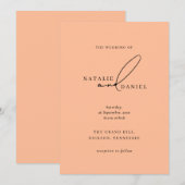 Moderne perzik minimale klassieke chique bruiloft kaart (Voorkant / Achterkant)