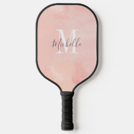 Moderne perzik op maat met initiaal en naam pickleball paddle