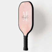Moderne perzik op maat met initiaal en naam pickleball paddle (Links)