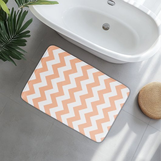 Moderne Perzik Oranje Chevron Badmat