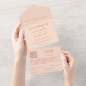 Moderne perzik QR code alles in één uitnodiging (Afscheurbaar)