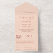 Moderne perzik QR code alles in één uitnodiging (Binnen)