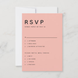 Moderne Perzik Redactioneel Alles in Hoofdletters RSVP Kaartje