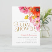 Moderne Perzik Roze Gele Klaprozen Bruidsontbijt Kaart (Staand voorkant)