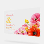 Moderne perzik roze Sinaasappel geel papaver welko Acryl Bord (Hoek)