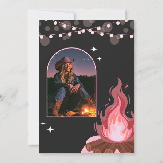 Moderne perzik roze vreugdevuur uitnodiging, vreug kaart (Achterkant)