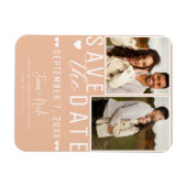Moderne Perzik Save the Date 2 Foto Bruiloft Magneet (Horizontaal)