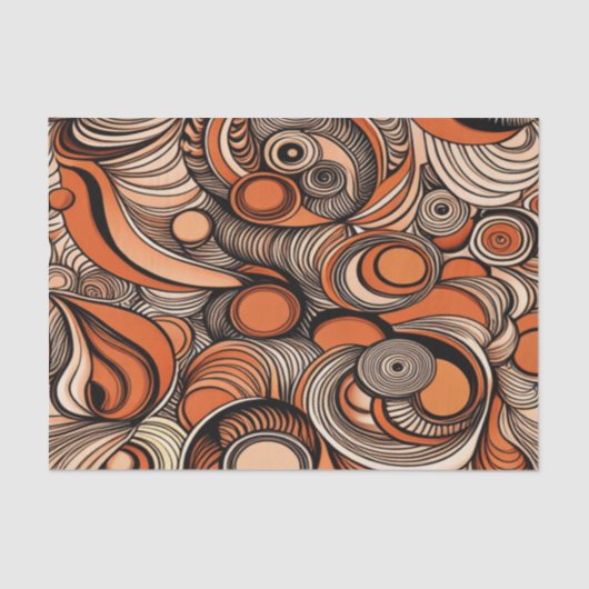 Moderne perzik Sinaasappel Abstracte Patroon Decou Tissuepapier (Voorkant)