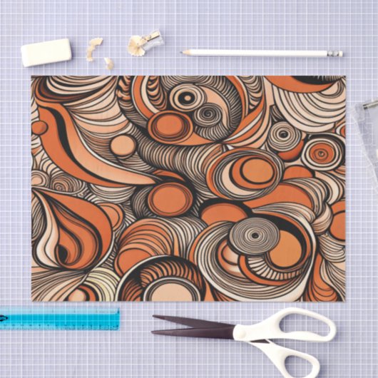 Moderne perzik Sinaasappel Abstracte Patroon Decou Tissuepapier (Craft)