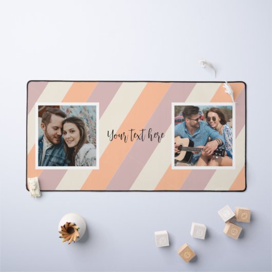 Moderne perzik strepen twee foto bureau mat (Kindertafel)