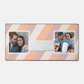 Moderne perzik strepen twee foto bureau mat (Keyboard & Muis)