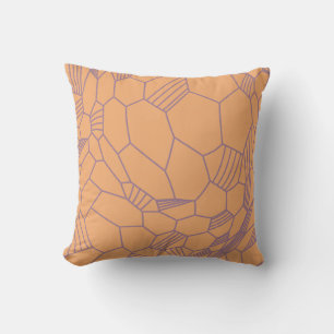 Moderne Perzik Terracotta en Paarse Voronoi Geomet Kussen