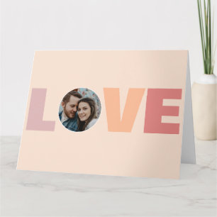 Moderne Perzik Valentijnsdag Liefdesfoto Kaart