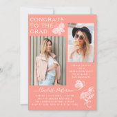 Moderne perzik vlinder foto afstudeerfeest kaart (Voorkant)