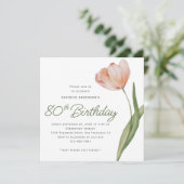 Moderne perzik Waterverf Bloemen 80ste verjaardags Kaart (Staand voorkant)