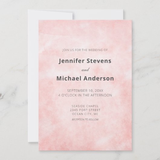 Moderne perzik Waterverf Clean minimalistische bru Kaart (Voorkant)