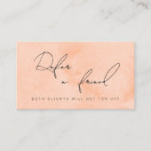 Moderne perzik waterverf make-up & haar aanbevelingskaartje (Voorkant)