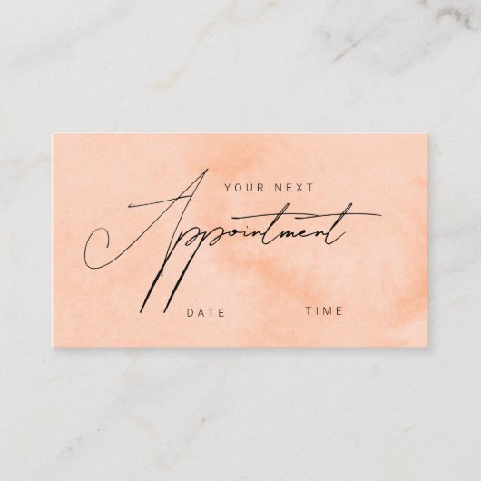 Moderne perzik waterverf make-up & haar afsprakenkaartje (Voorkant)