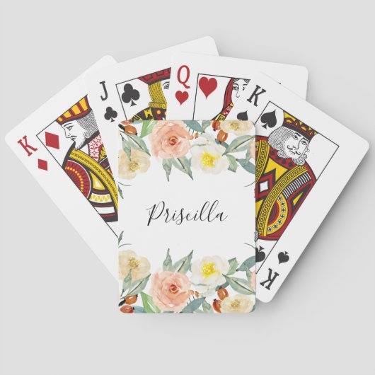 Moderne perzik Waterverf met naam Pokerkaarten (Achterkant)