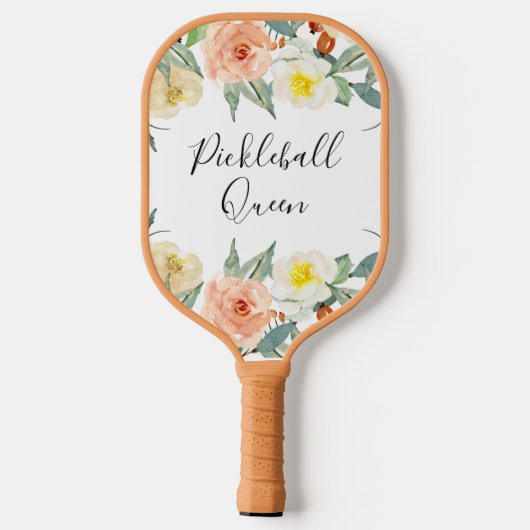 Moderne perzikbloemen en Waterverf-bloemen Pickleball Paddle (Achterkant)