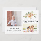 Moderne Perzikbloemen Moederdag bloemfoto Kaart (Voorkant)
