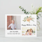 Moderne Perzikbloemen Moederdag bloemfoto Kaart (Staand voorkant)