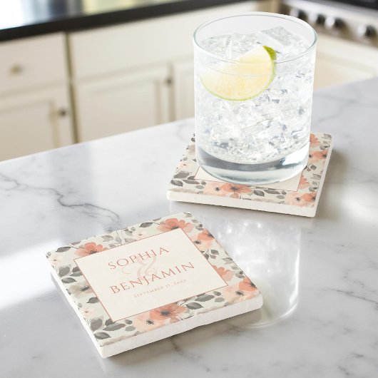 Moderne perzikpitten onderzetter