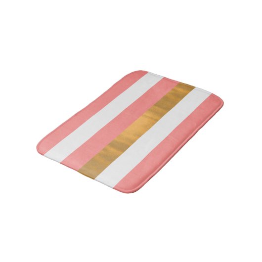 Moderne Perzikwitje en gouden strippaaimat Badmat (Gekanteld)