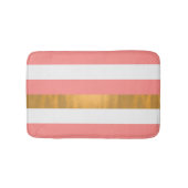 Moderne Perzikwitje en gouden strippaaimat Badmat (Voorkant)