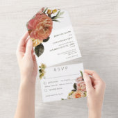 Moderne Perzische Floral White Dinner All In One Uitnodiging (Afscheurbaar)