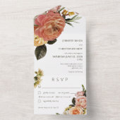 Moderne Perzische Floral White Dinner All In One Uitnodiging (Binnen)