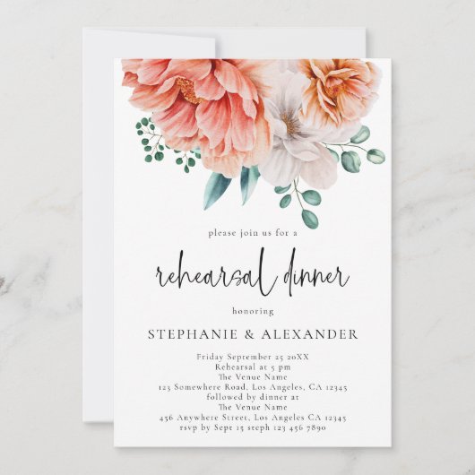 Moderne Perzische Florals Manuscript Rehearsal Din Kaart (Voorkant)