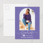 Moderne Pet Calligrafie Periwinkle Afstuderen Briefkaart (Voorkant / Achterkant)