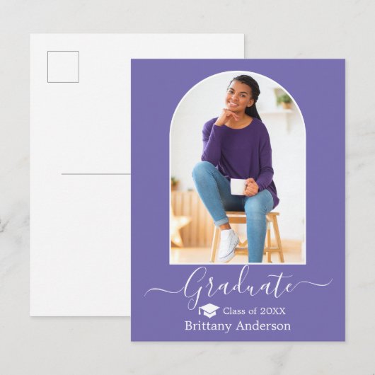 Moderne Pet Calligrafie Periwinkle Afstuderen Briefkaart (Voorkant / Achterkant)