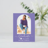 Moderne Pet Calligrafie Periwinkle Afstuderen Briefkaart (Staand voorkant)