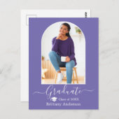 Moderne Pet Calligrafie Periwinkle Afstuderen Briefkaart (Voorkant / Achterkant)