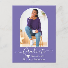 Moderne Pet Calligrafie Periwinkle Afstuderen Briefkaart