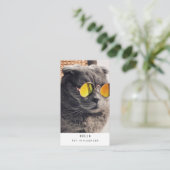 Moderne Pet Cat Influencer Foto QR Code Visitekaartje (Staand voorkant)