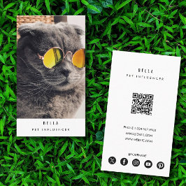 Moderne Pet Cat Influencer Foto QR Code Visitekaartje