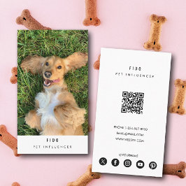 Moderne Pet Dog Influencer Foto QR Code Visitekaartje