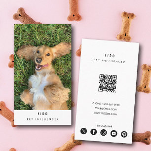 Moderne Pet Dog Influencer Foto QR Code Visitekaartje