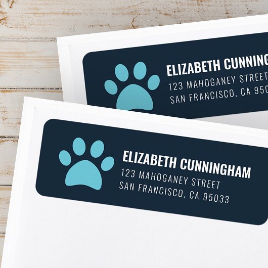 Moderne Pet Dog Paw-afdrukken | Retouradres Etiket