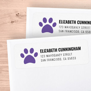 Moderne Pet Dog Paw-afdrukken Retouradres Etiket
