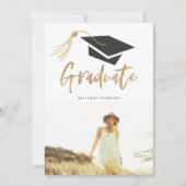 Moderne Pet en Tassel Gold Foil 3 Foto Afstuderen Aankondiging (Voorkant)