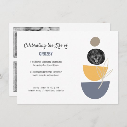 Moderne Pet Memorial Foto Viering van het Leven Aankondiging (Voorkant / Achterkant)